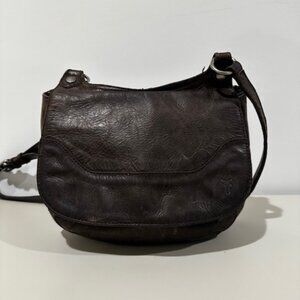 Frye Dark Brown Leather Crossbody Bag | Distressed Leather
